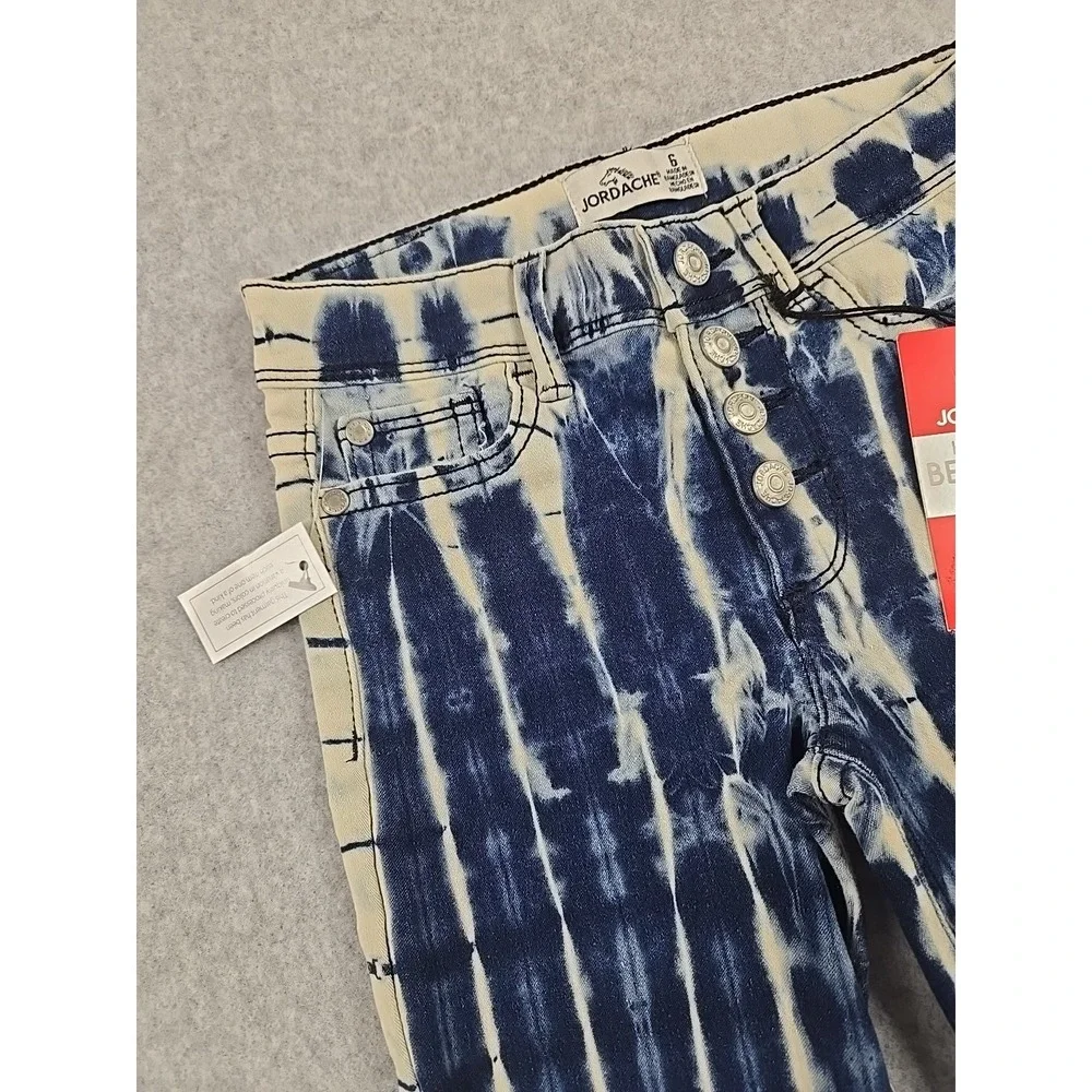 Jordache Jean Shorts Girls Size 6 Mid Rise Denim Tie Wash Bermuda Jeans NWT